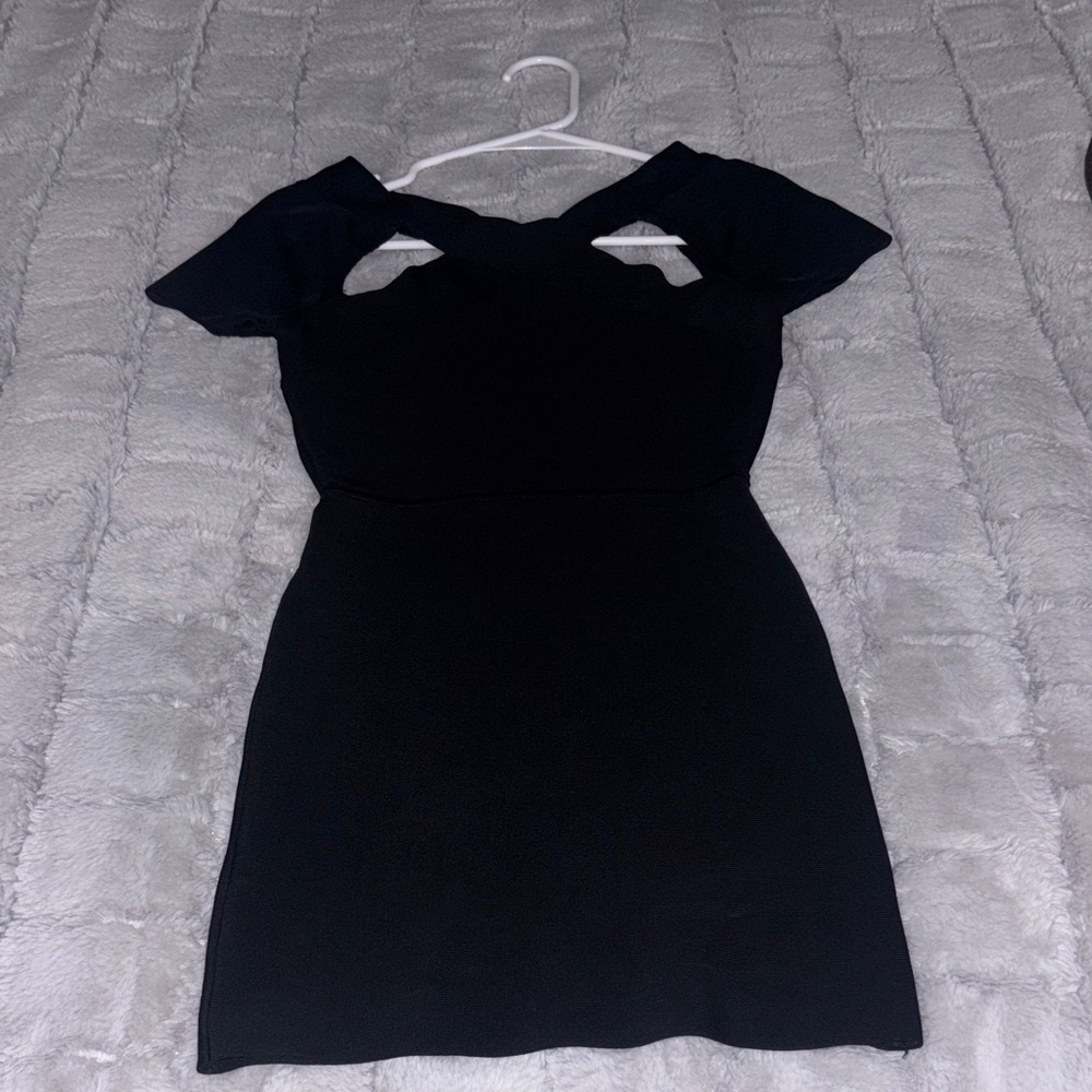 BCBGMaxAzria Black Mini Dress with Cut-Out Design